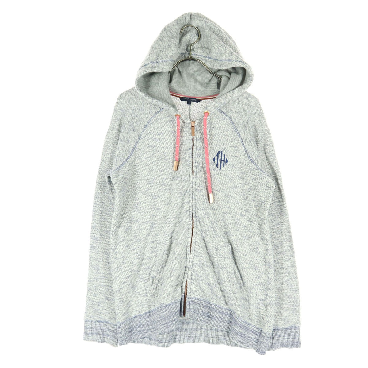 TOMMY HILFIGER トミーヒルフィガー 刺繍 長袖 ジップパーカー S グレー