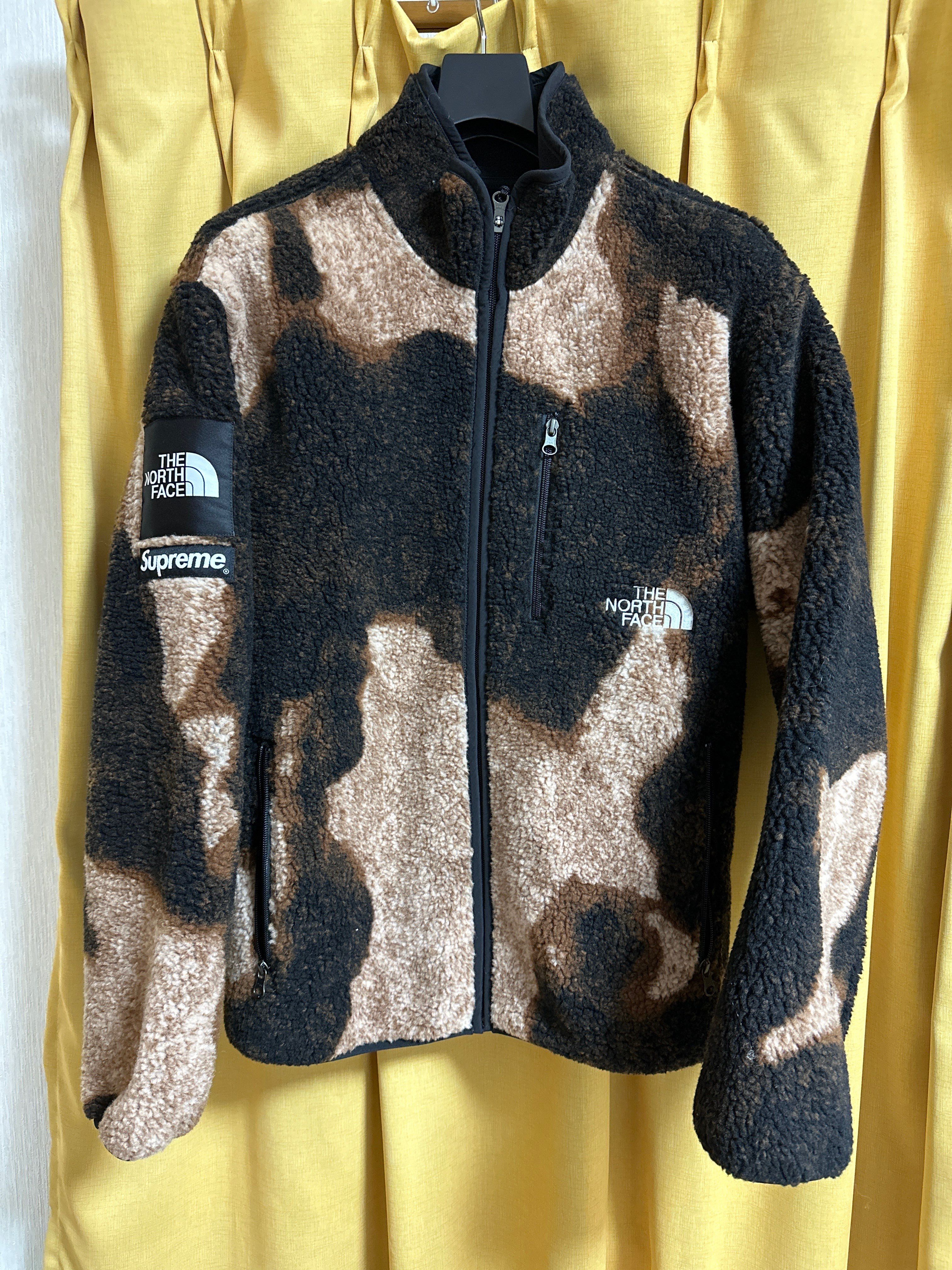 Supreme x The North Face Bleached Denim Print Fleece Jacket "Black"