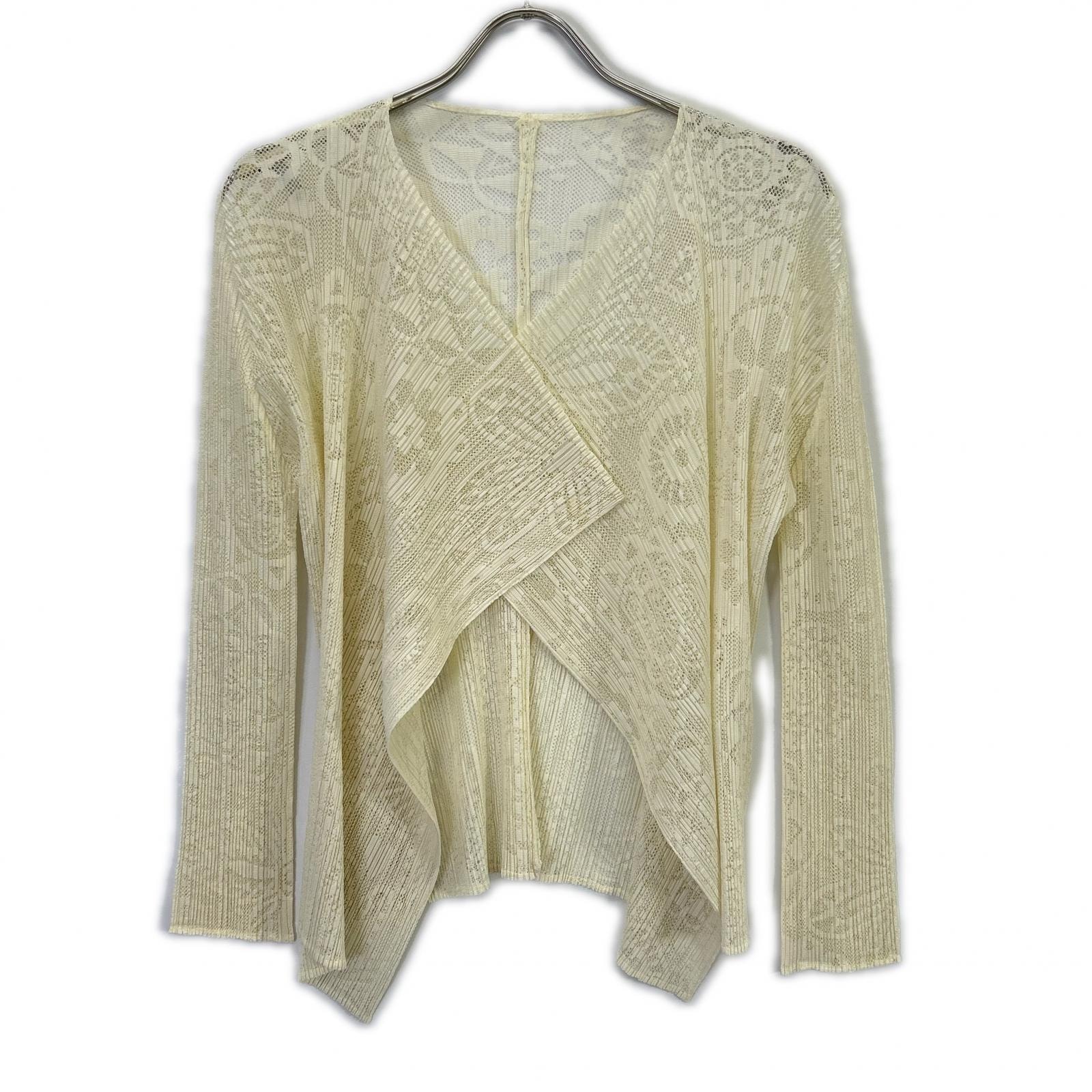 プリーツプリーズ アイボリー PP31-J0655 レースメッシュプリーツカーディガン 3