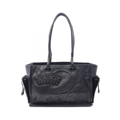 ロエベ LOEWE クラウン ロゴ トートバッグ バッグ レザー レディース ブラック系 【中古】