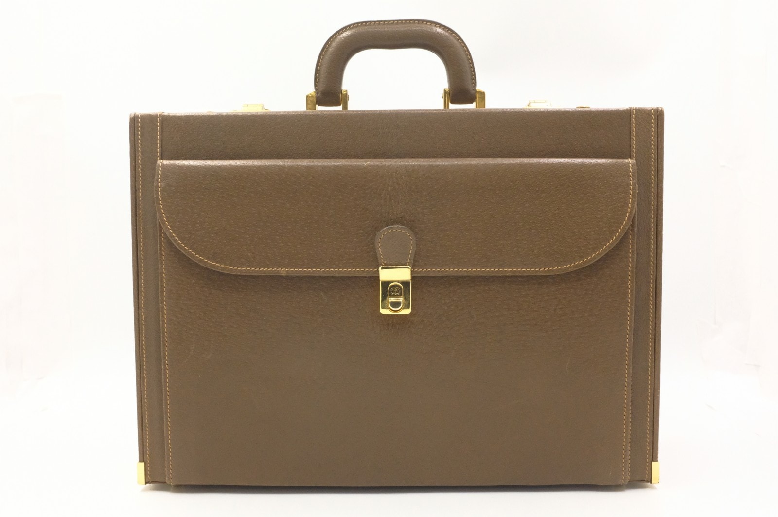グッチ ヴィンテージ アタッシュケース ハンドバッグ ブラウンレザー