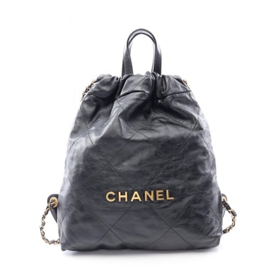 シャネル CHANEL シャネル22 リュックサック バックパック バッグ レザー レディース ブラック系 【中古】