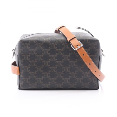 セリーヌ CELINE クロスボディバッグ テイク アウェイ トリオンフ ショルダーバッグ バッグ PVCコーティングキャンバス レザー レディース ブラック系 / ブラウン系 L10033C5804LU 【新品】