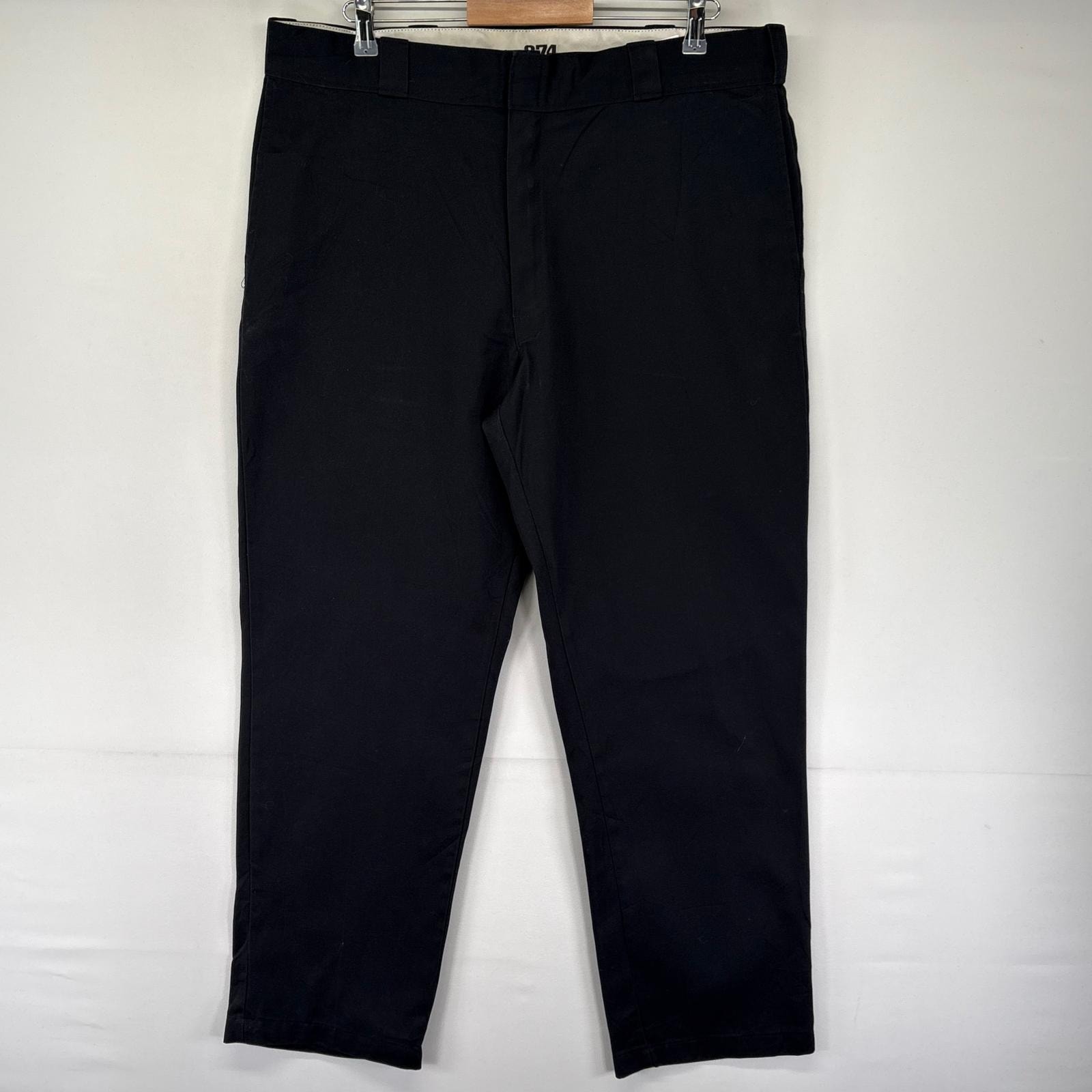 古着 ディッキーズ Dickies パンツ チノパン 大きいサイズ ジッパーフライ ストレート 874 センタープレス W40 L32  ブラック系 メンズ