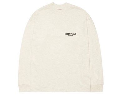 FEAR OF GOD ESSENTIALS BLACK ESS LOGO LS TEE "Light Oatmeal"