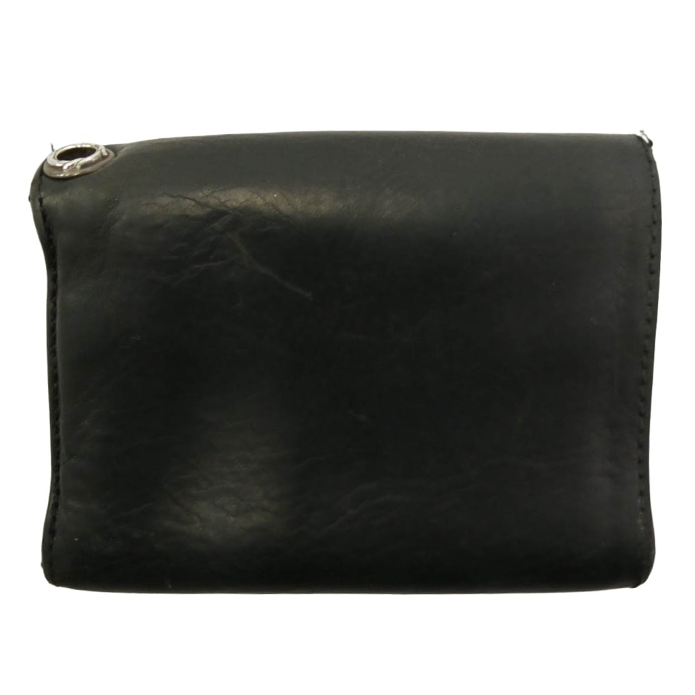CHROME HEARTS クロムハーツ(原本無) 3FOLD 3フォールド クロスボールボタンレザー ウォレット 財布 ブラック系【中古】
