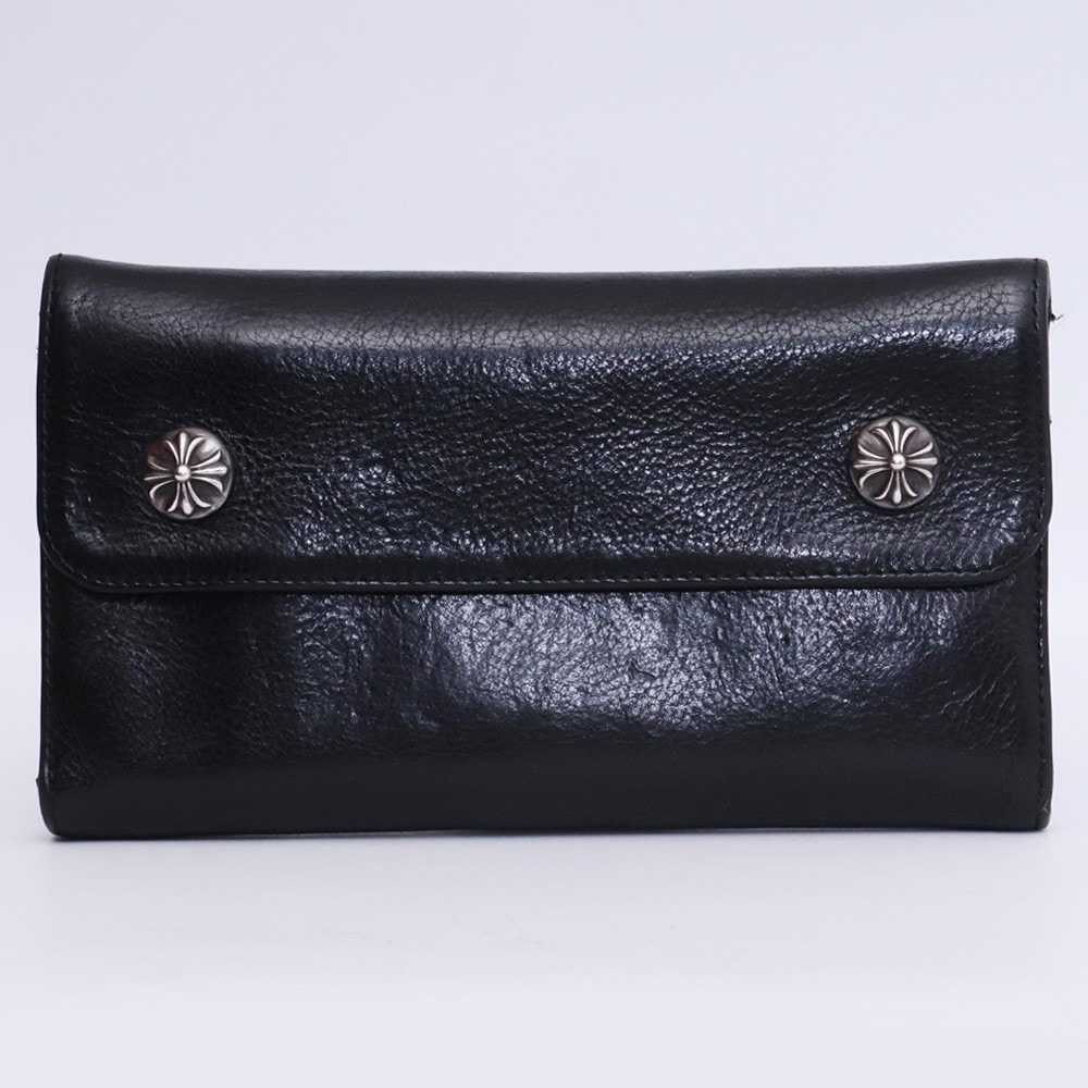 クロムハーツ ウェーブ ウォレット レザー "ブラック"