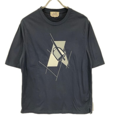 エルメス 24SS ネイビー エトリエ・アン・フラグモン Tシャツ XS