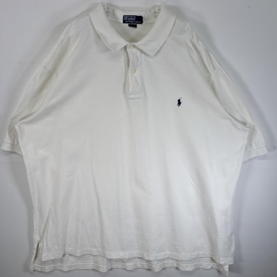 古着 90's/90年代 ポロバイラルフローレン Polo by Ralph Lauren 鹿の子 半袖 ポロシャツ ロゴ 刺繍 大きいサイズ 2ボタン 3XLT TALL ホワイト 無地 メンズ