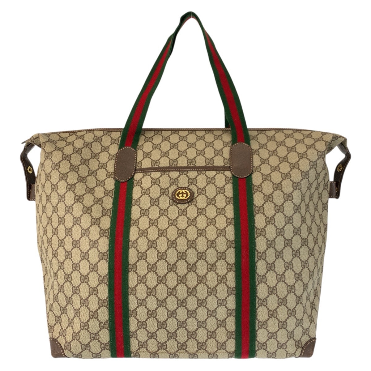 美品 GUCCI グッチ ヴィンテージ シェリーライン ベージュ ブラウン GGスプリームキャンバス ボストンバッグ トートバッグ 601692 【中古】