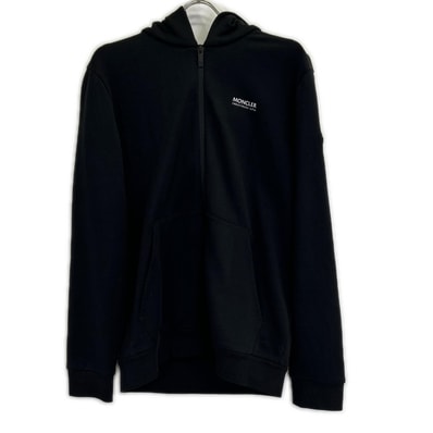 モンクレール 23年 MAGLIA APERTA CONブラック ジップアップ パーカー L