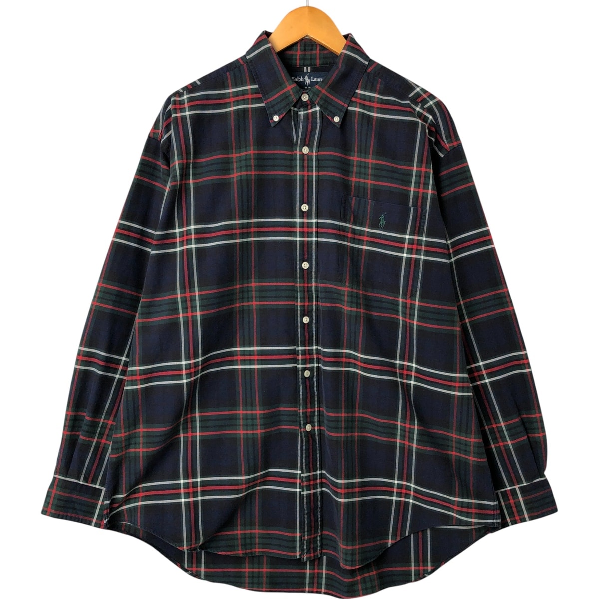 古着 ラルフローレン Ralph Lauren BIG SHIRT 長袖 ボタンダウン フランネルチェックシャツ メンズL相当/eaa541287