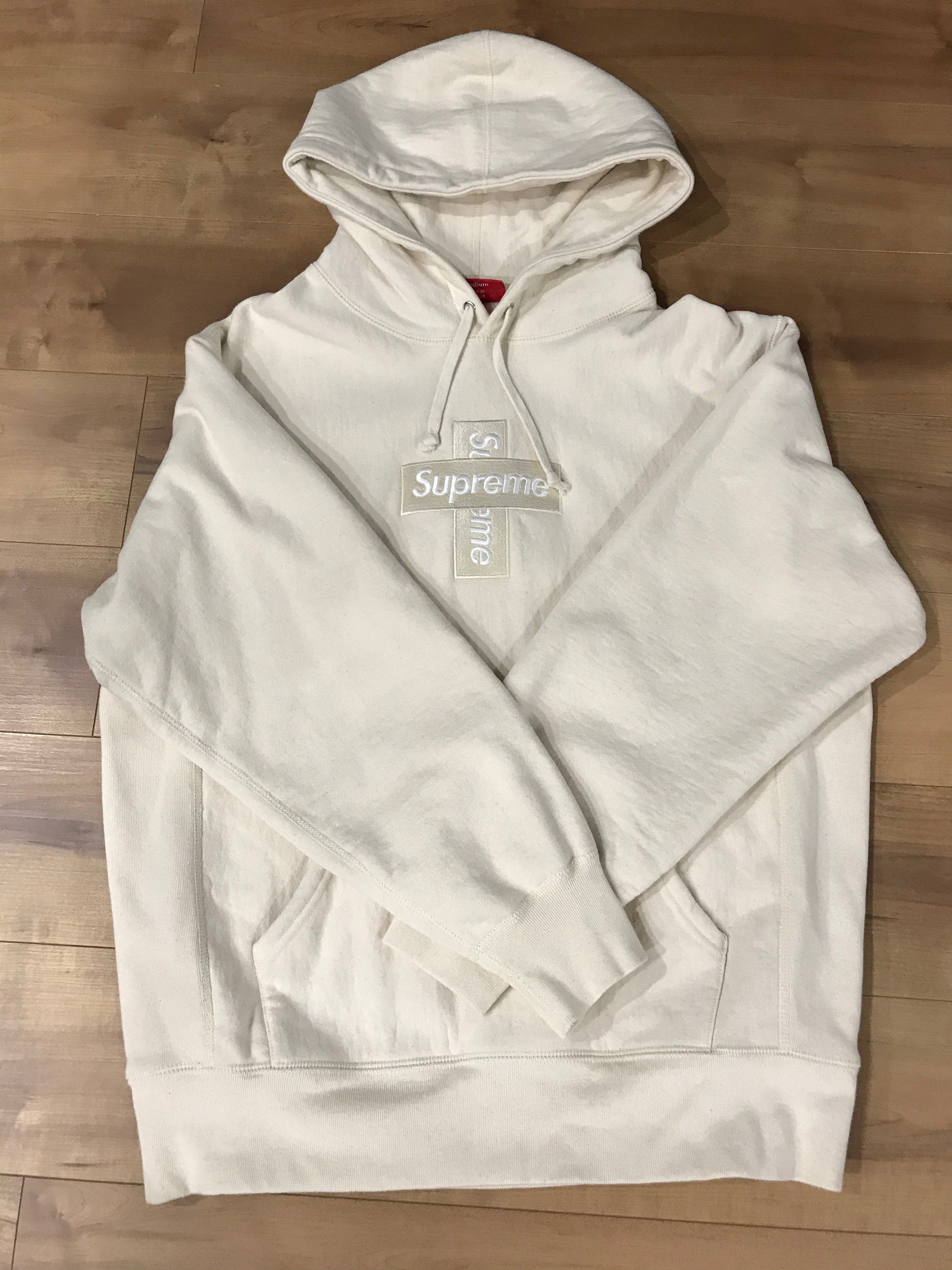 Supreme Cross Box Logo Hooded Sweatshirt "Natural"