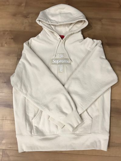 Supreme Cross Box Logo Hooded Sweatshirt "Natural"