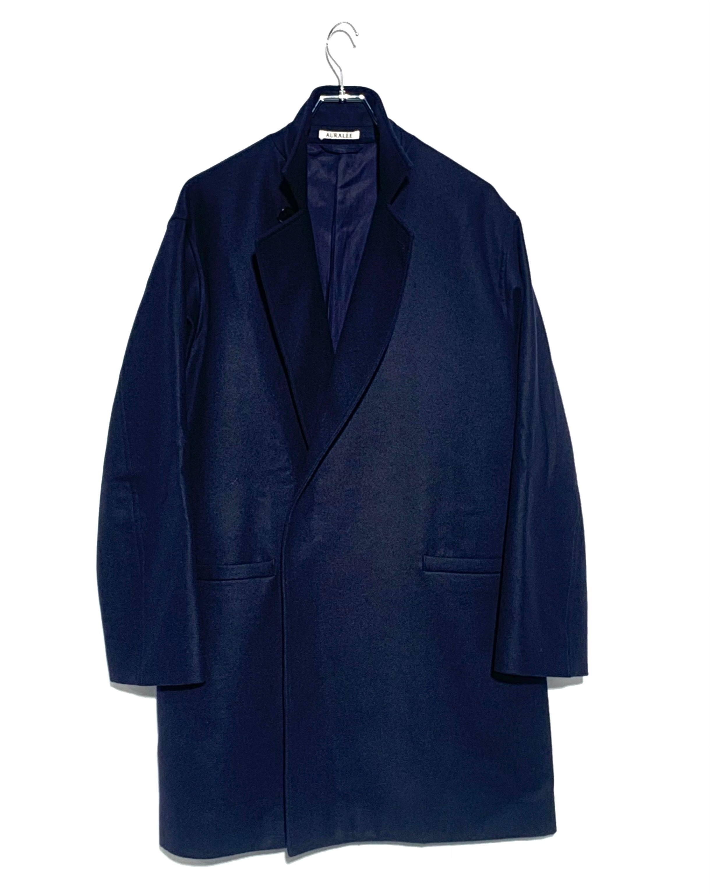 AURALEE LIGHT MELTON OVER COAT Navy