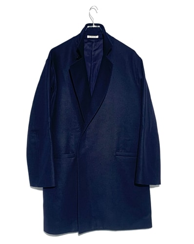AURALEE LIGHT MELTON OVER COAT Navy