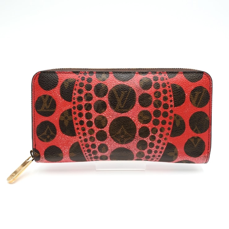 LOUIS VUITTON(ルイ・ヴィトン)×草間彌生 モノグラム・パンプキンドット ジッピーウォレット 長財布 ルージュ ゴールド金具 M60450【中古】