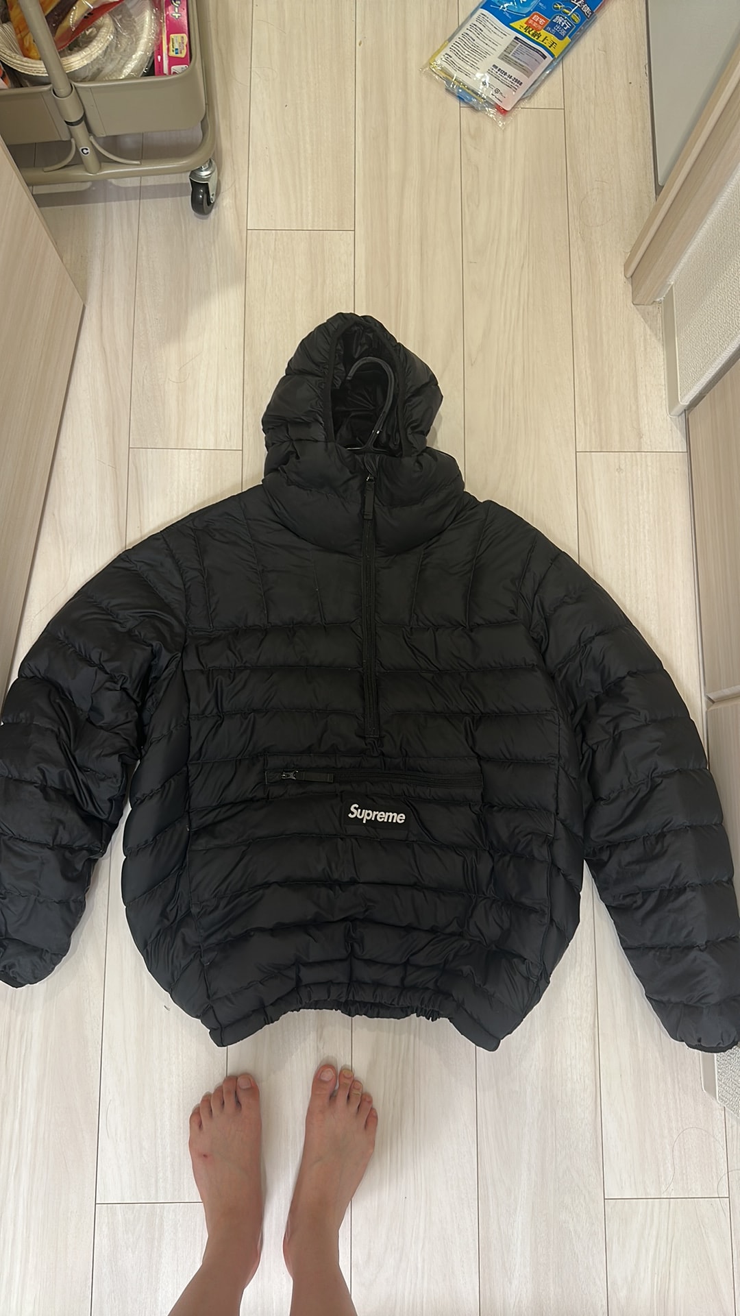 Supreme Micro Down Half Zip Hooded Pullover "Black" (24FW)