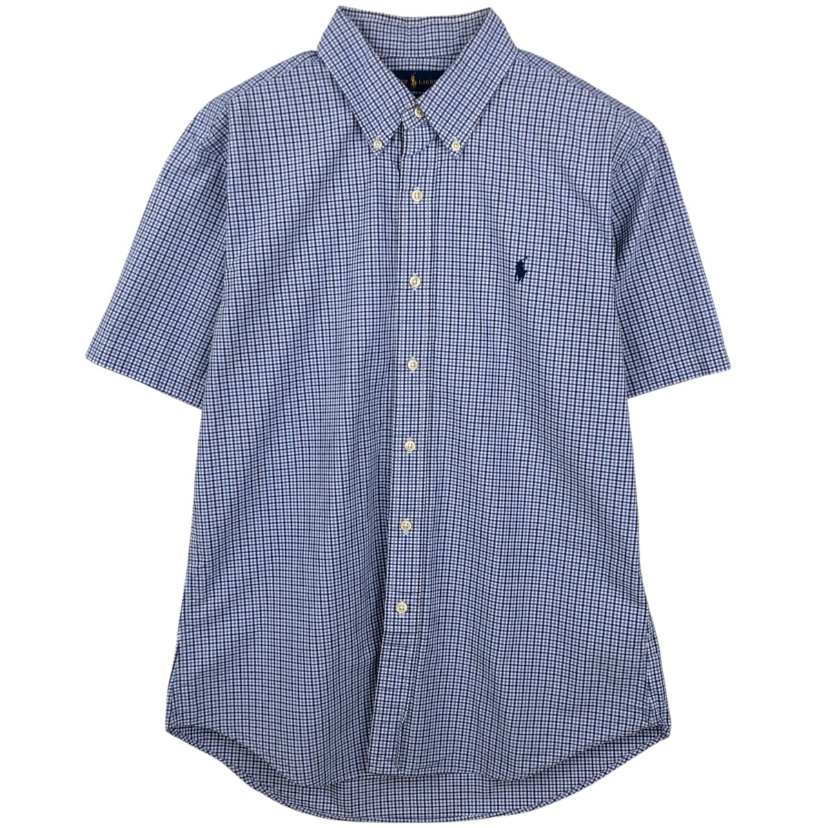 古着 ラルフローレン Ralph Lauren SLIM FIT スリムフィット 半袖 ボタンダウン チェックシャツ メンズL相当/eaa637722