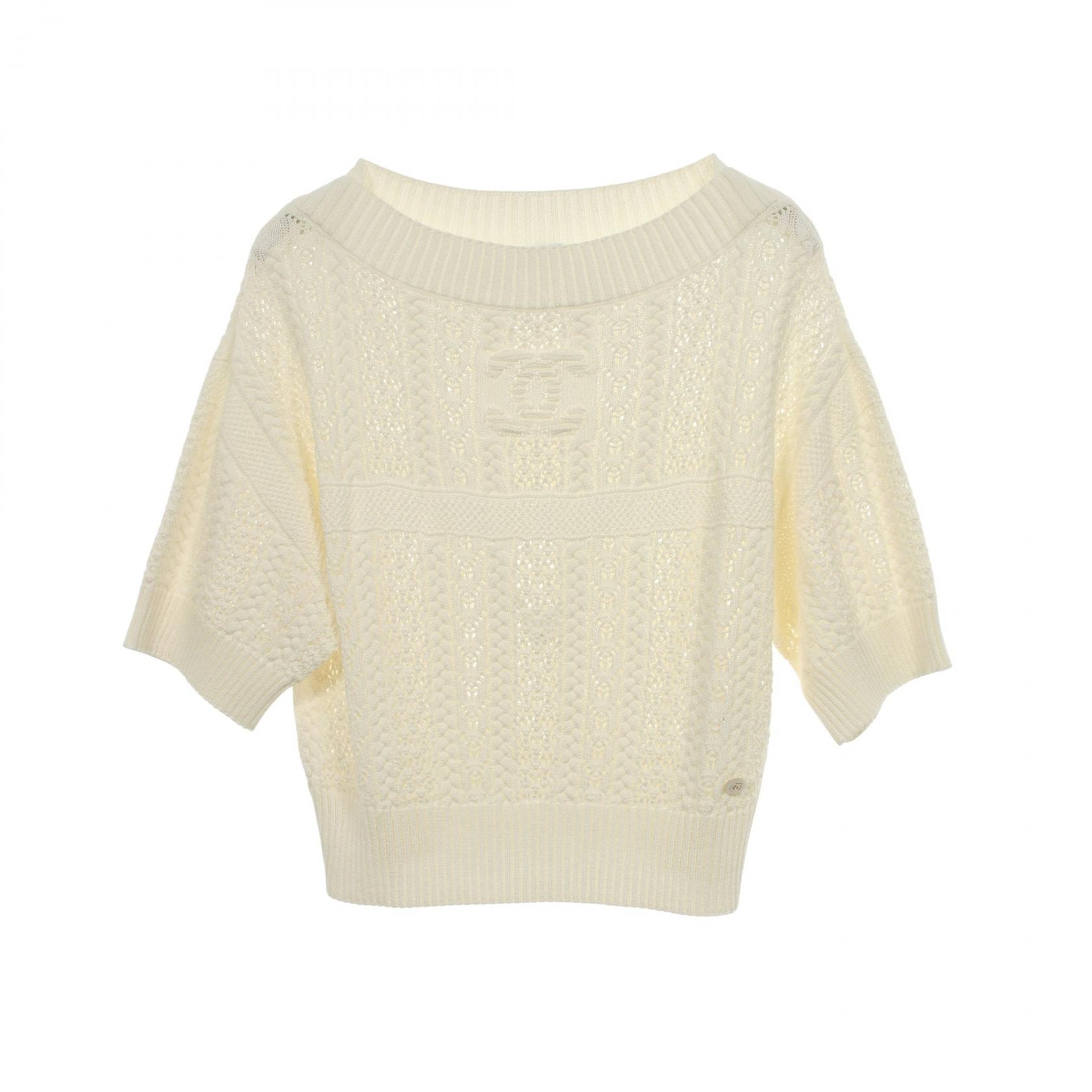 シャネル CHANEL ココマークボタン ニット カットソー 衣料品 トップス コットン レディース ホワイト系 P76924K11083 【中古】