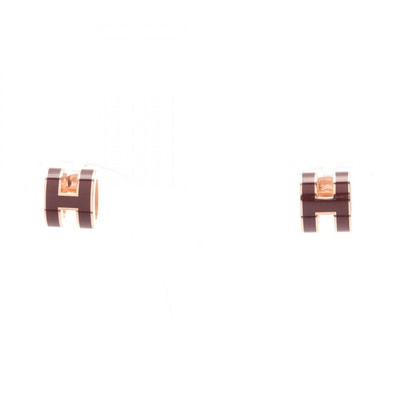 エルメス HERMES MINI POP H ミニポップアッシュ ルージュアッシュ ピアス ジュエリー GP(ゴールドメッキ) ボルドー レディース ゴールド系 / ボルドー系 【中古】
