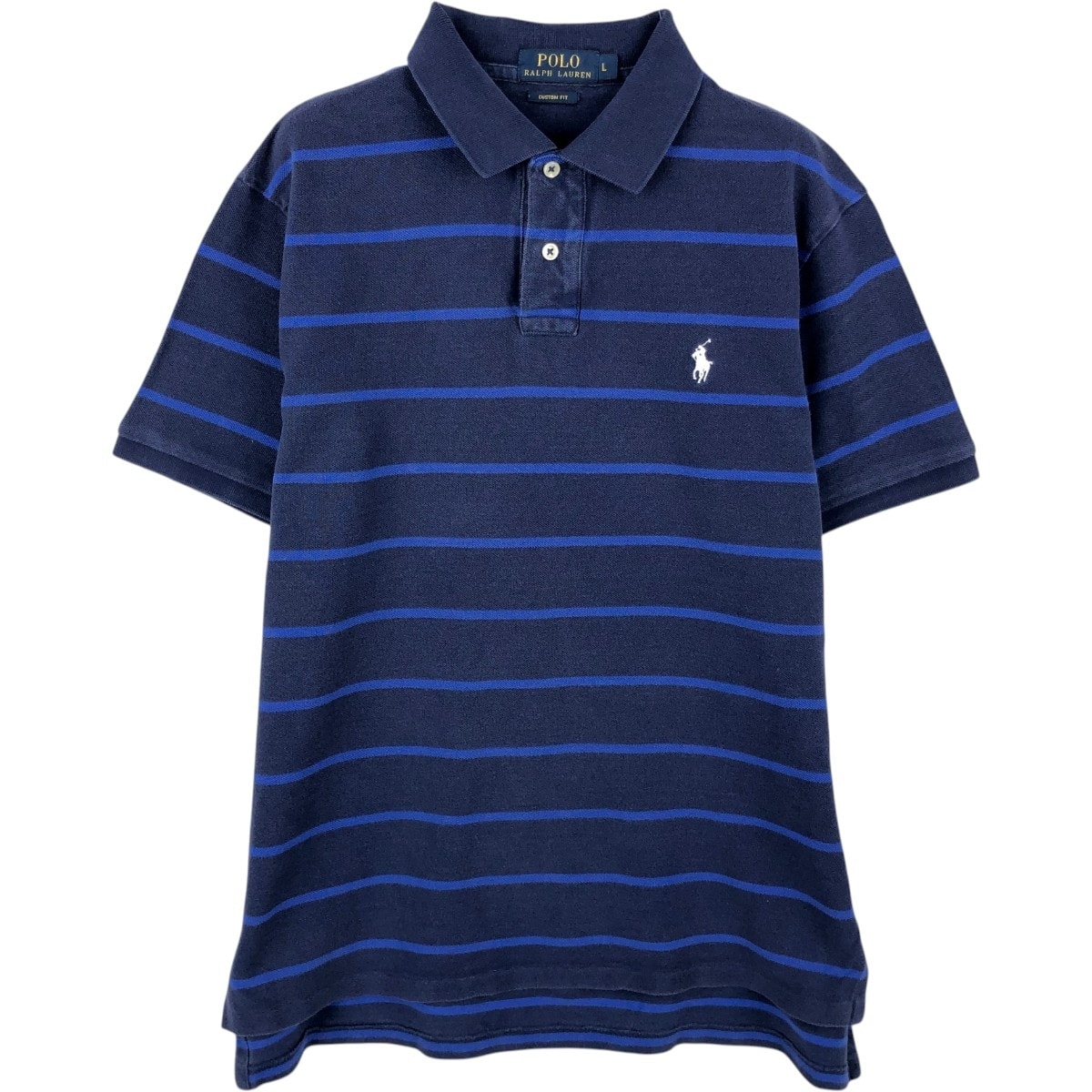 古着 ラルフローレン Ralph Lauren POLO RALPH LAUREN CUSTOM FIT 半袖 ボーダー ポロシャツ メンズL相当/eaa657618