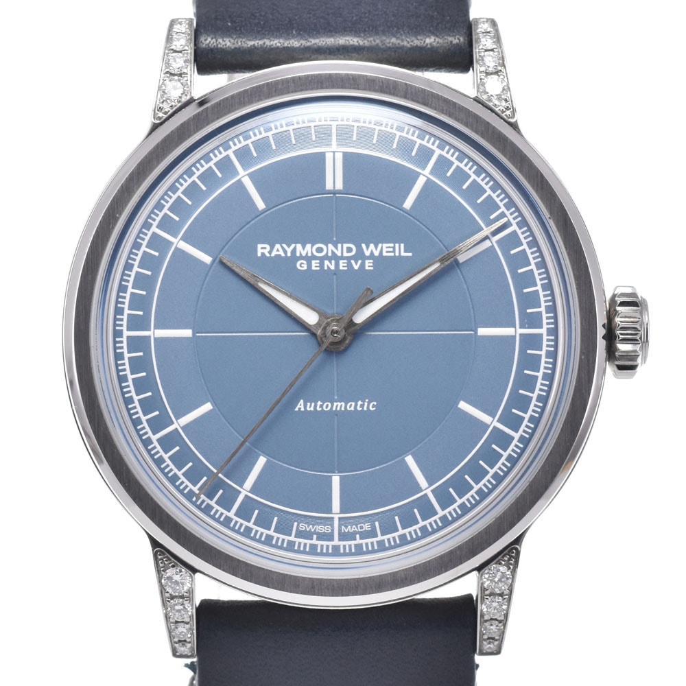 レイモンドウィル RAYMOND WEIL H202131 ミレジム ダイヤラグ ブルー 自動巻き メンズ 美品 箱付き 腕時計 Q#149270