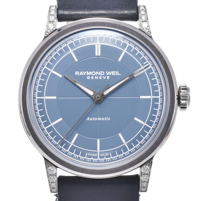 レイモンドウィル RAYMOND WEIL H202131 ミレジム ダイヤラグ ブルー 自動巻き メンズ 美品 箱付き 腕時計 Q#149270