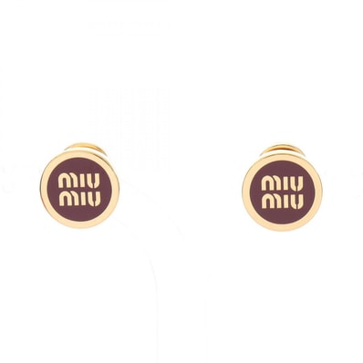 ミュウ ミュウ Miu Miu ロゴ ラウンド ピアス ジュエリー GP(ゴールドメッキ) レディース ゴールド系 / ボルドー系 【中古】