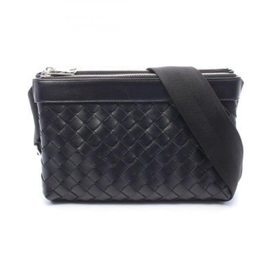 ボッテガヴェネタ BOTTEGA VENETA イントレチャート デュオ ショルダーバッグ バッグ レザー メンズ ブラック系 【中古】