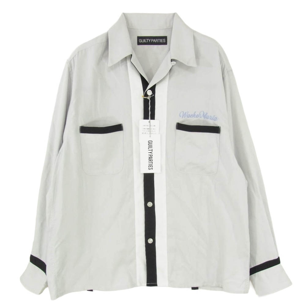 WACKO MARIA ワコマリア 24AW 24FW-WMS-OC09 SWITCHING OPEN COLLAR SHIRT スイッチング 長袖 開襟 オープンカラー シャツ グレー系 S【新古品】【未使用】【中古】