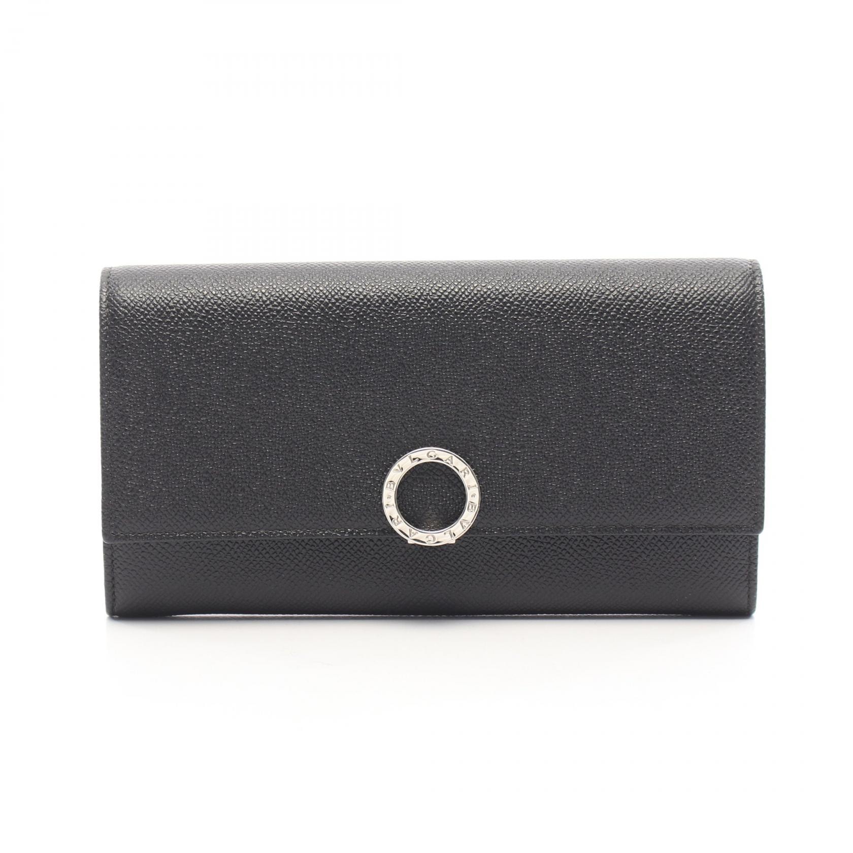ブルガリ BVLGARI ブルガリブルガリ 二つ折り長財布 財布 レザー レディース ブラック系 【中古】