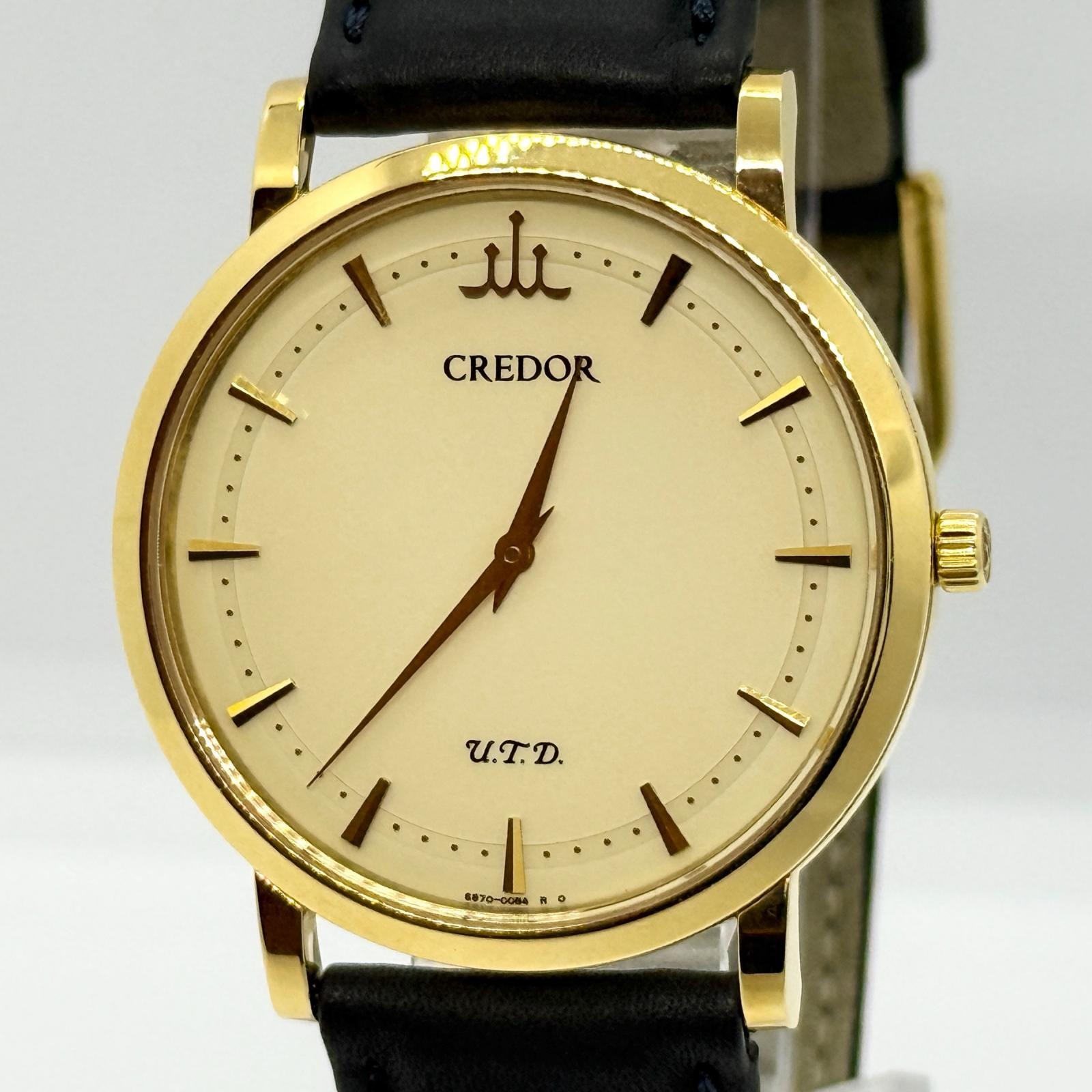 SEIKO セイコー クレドール シグノ U.T.D. (ベルトなし重量33.2g) 6870-00B0/GBAQ976 ベージュ QZ メンズ 腕時計 稼働品