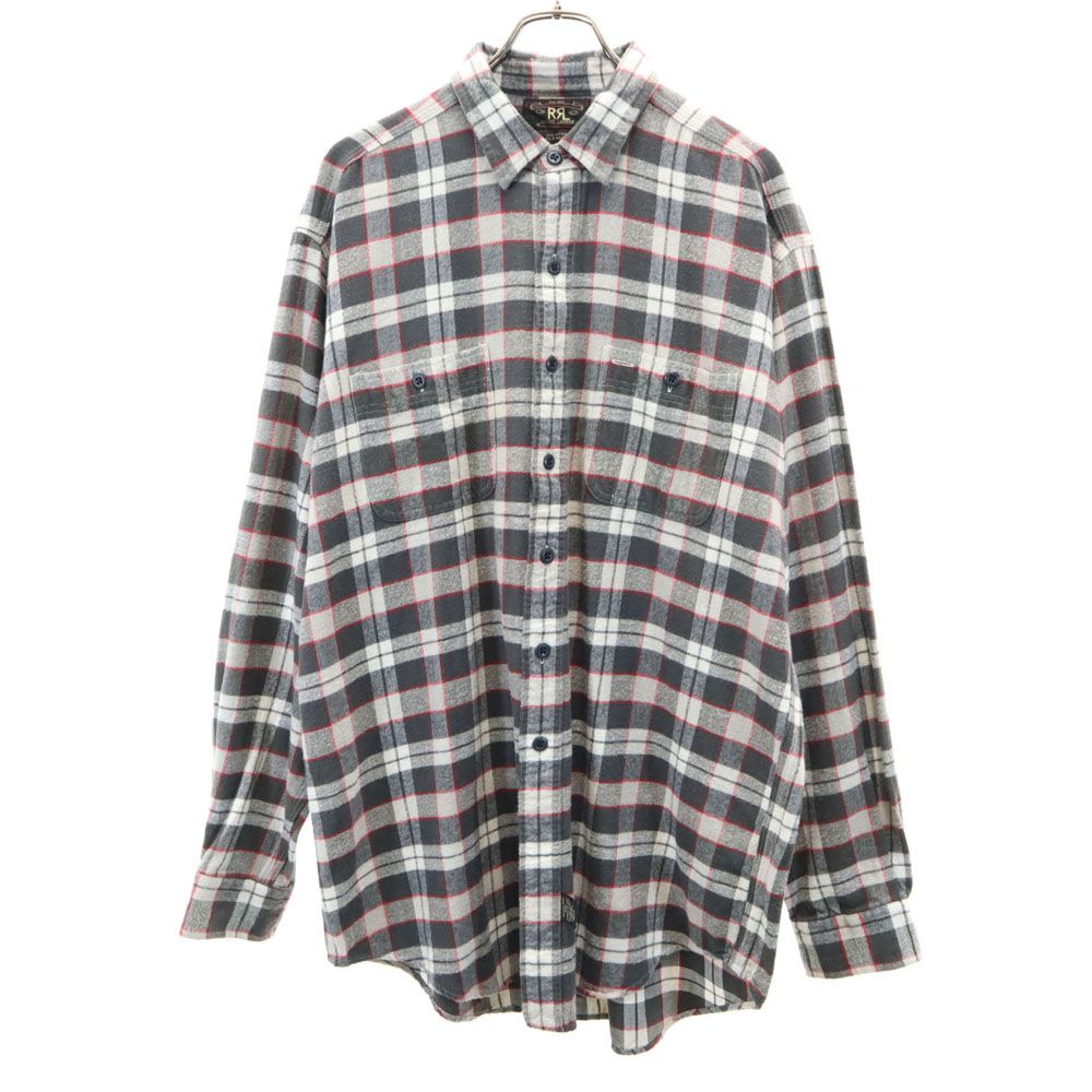 RRL ダブルアールエル 90s 赤3星 オールド 初期タグ チェック 長袖 シャツ L グレー系 RALPH LAUREN