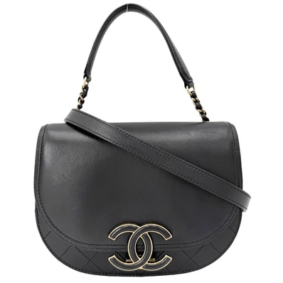 CHANEL シャネル 2WAY ココマーク ショルダーバッグ ハンドバッグ 肩掛け 斜め掛け レザー ブラック 黒 アンティークゴールド金具 レディース 秋 冬【中古品】