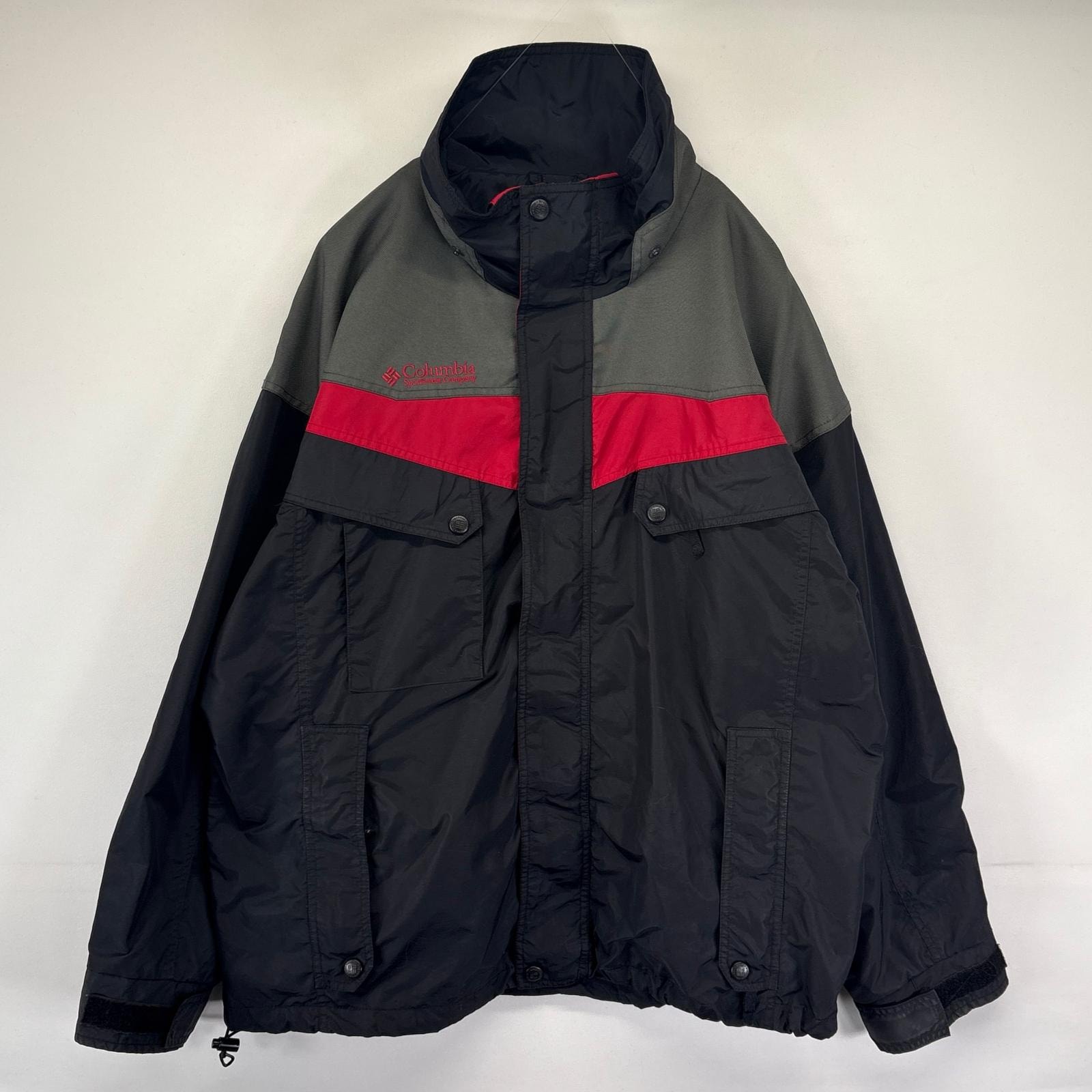 古着 コロンビア Columbia ナイロンジャケット マウンテンジャケット ワンポイントロゴ アウター アウトドア L  ブラック メンズ