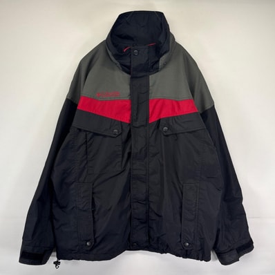 古着 コロンビア Columbia ナイロンジャケット マウンテンジャケット ワンポイントロゴ アウター アウトドア L ブラック メンズ