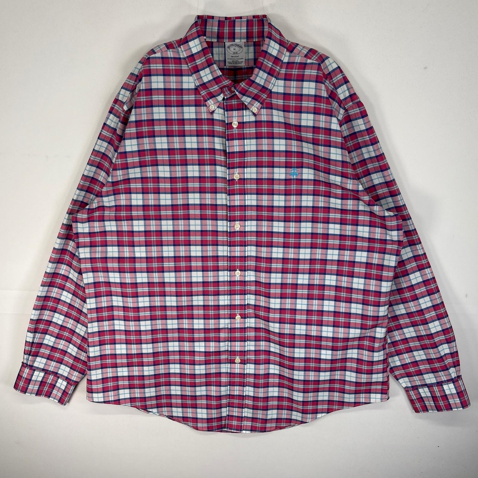 古着 ブルックスブラザーズ Brooks Brothers 長袖シャツ チェック ロゴ 刺繍 1818 REGENT XL  ピンク系 マルチカラー メンズ