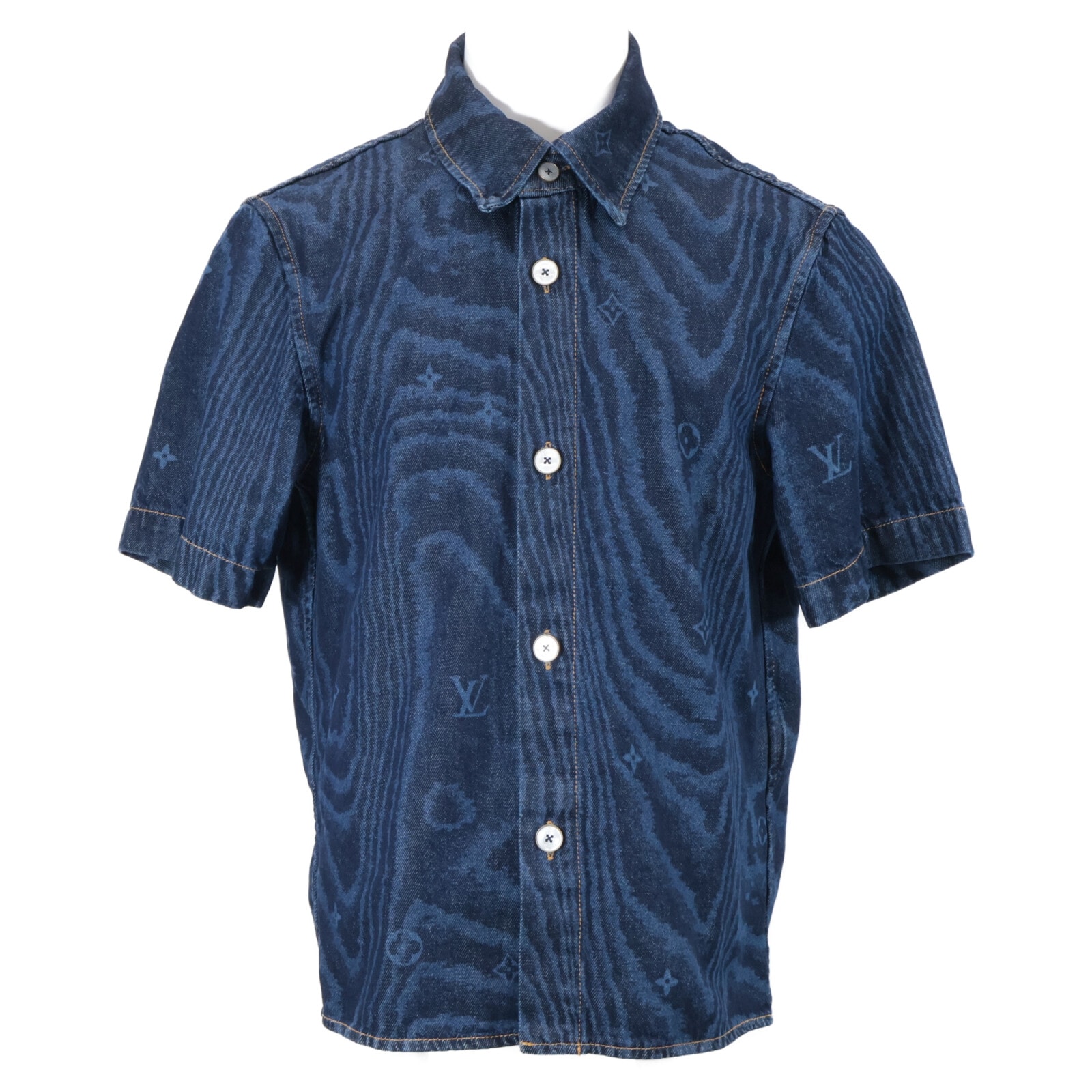 ルイヴィトン 美品 国内正規 25SS RM252MM VON HTS17W 1AHVVJ モノグラム ショートスリーブ デニムシャツ M