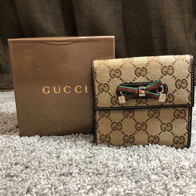 GUCCI GG Canvas Princy Ribbon Wallet "Beige"