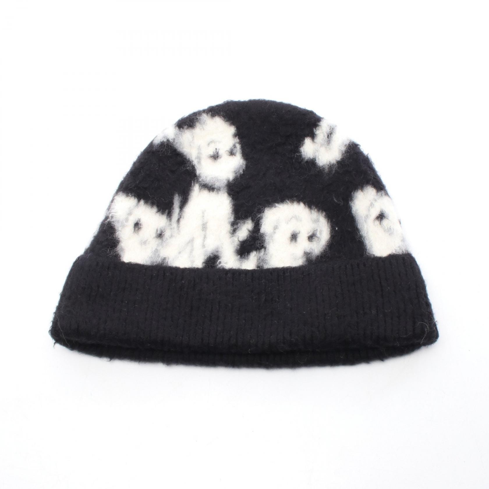 セリーヌ CELINE CELINE × エイミードリアン ジャガード ニットキャップ 帽子 ウール コットン レディース ブラック系 / ホワイト系 / グレー系 2A97W531Q 【中古】