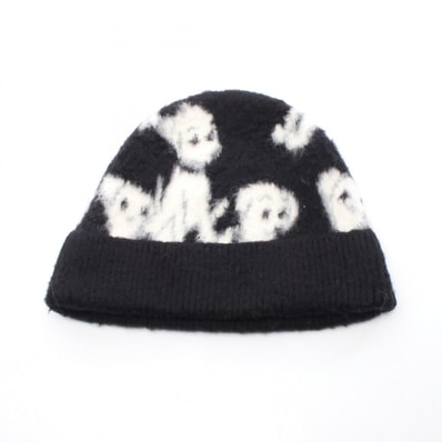 セリーヌ CELINE CELINE × エイミードリアン ジャガード ニットキャップ 帽子 ウール コットン レディース ブラック系 / ホワイト系 / グレー系 2A97W531Q 【中古】