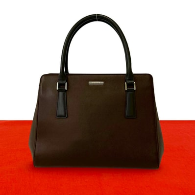 BURBERRY バーバリー ノバチェック 柄 ロゴ 金具 レザー ハンドバッグ ブラウン
42567