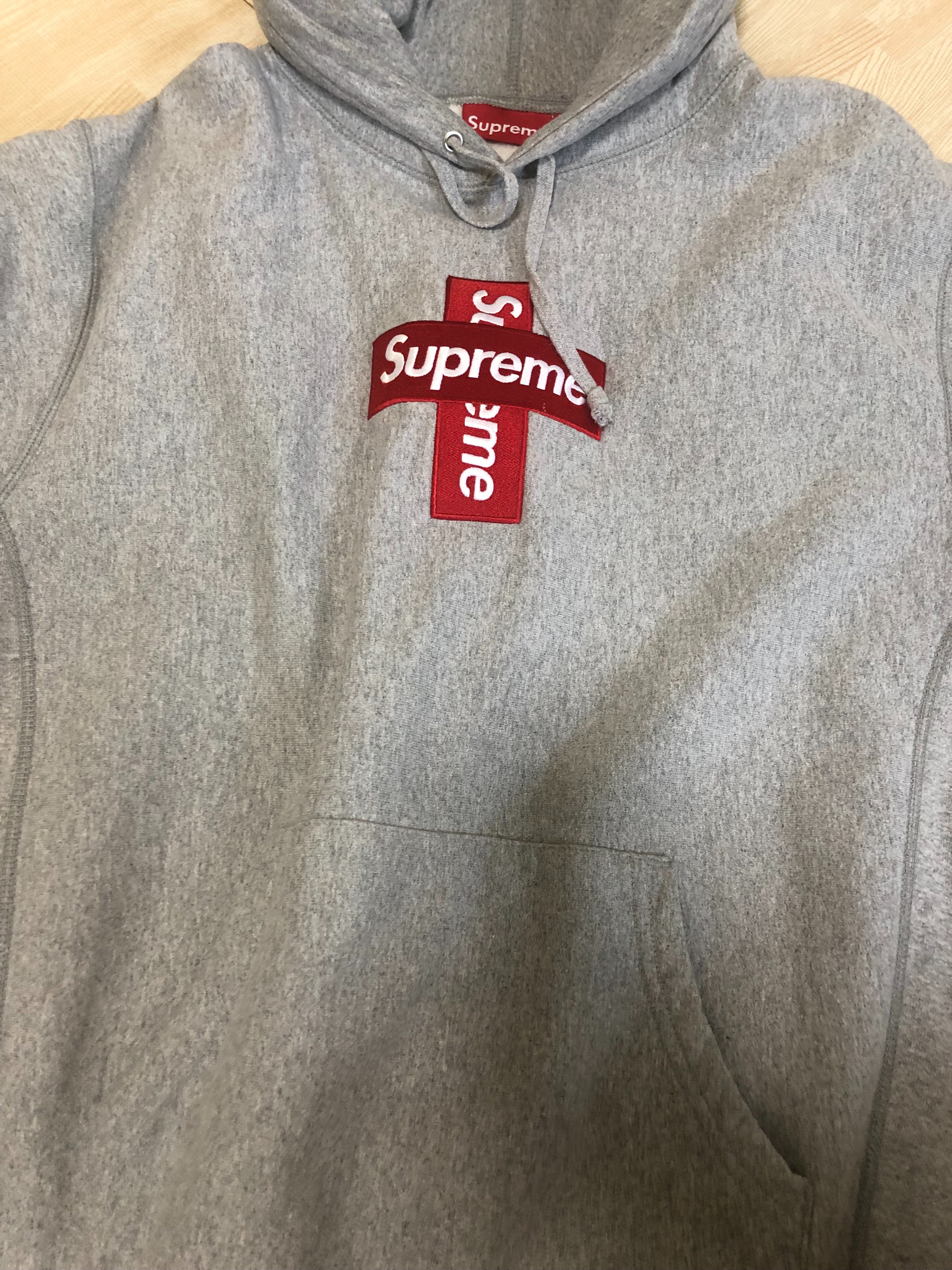 Supreme Cross Box Logo Hooded Sweatshirt "Grey"