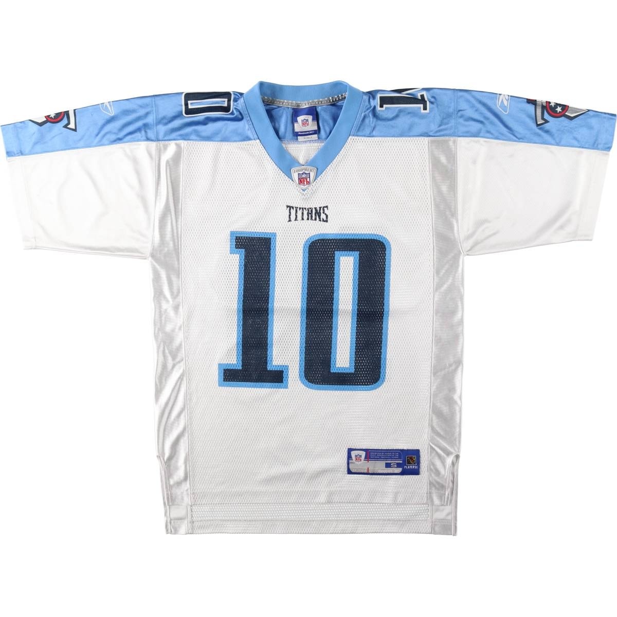 古着 リーボック Reebok NFL TENNESSEE TITANS テネシータイタンズ メッシュ Vネック フットボール五分袖Tシャツ メンズS相当/eaa662638