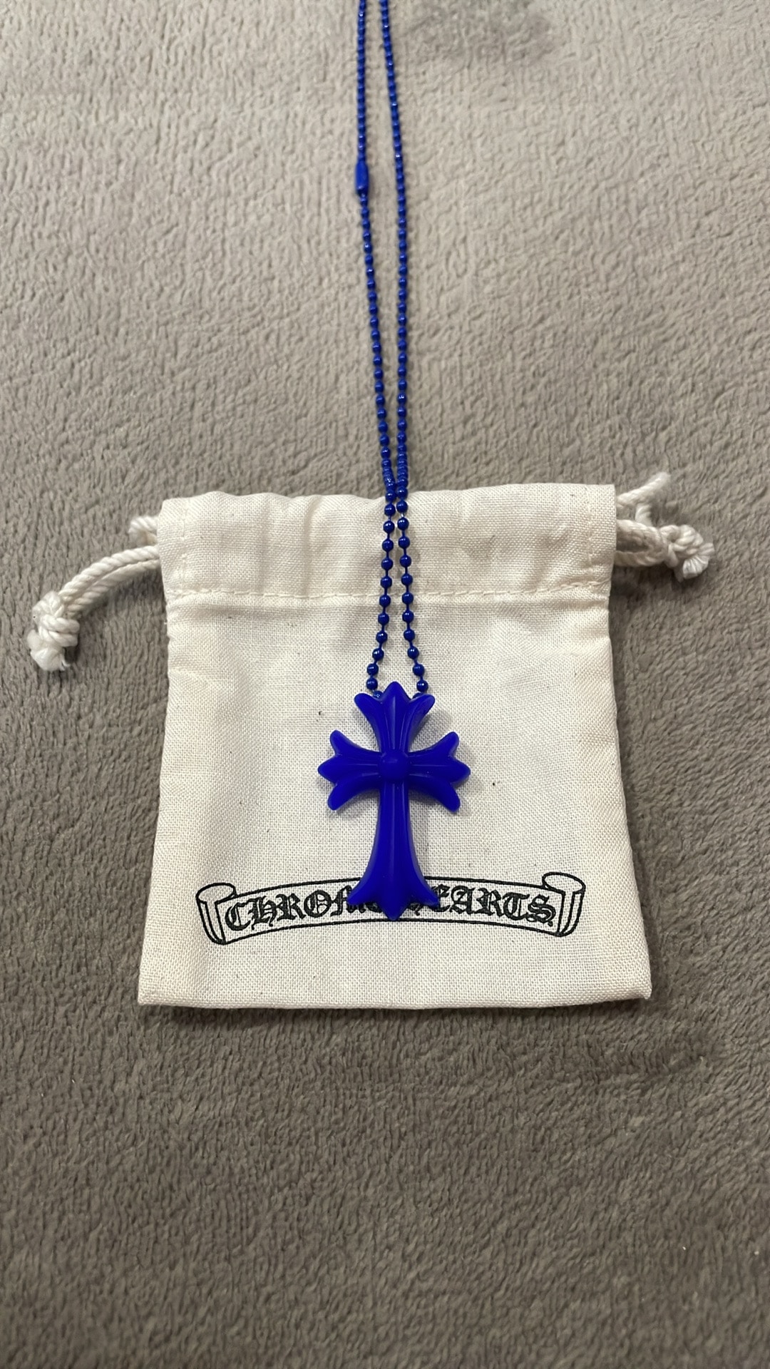 Chrome Hearts Rubber Small CH Cross Silicon Necklace "Blue"