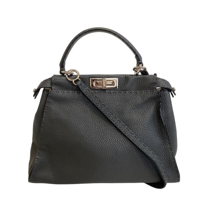 フェンディ FENDI ショルダーバッグ ピーカブー 2WAY ハンドバッグ ターンロック 8BN226 グレー