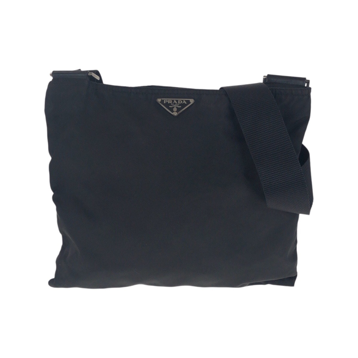 PRADA プラダ テスート 三角ロゴプレート ブラック 黒 シルバー金具 ナイロン ショルダーバッグ ポシェット 505794 【中古】