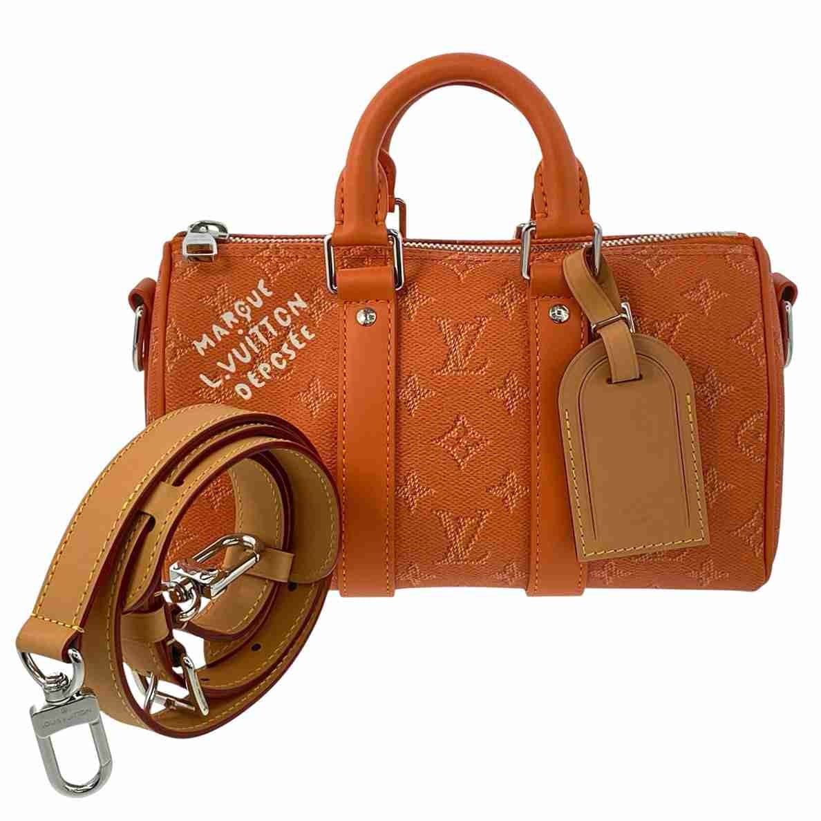 LOUIS VUITTON ルイ・ヴィトン キーポル バンドリエール 25 ハンドバッグ M26818 PVC オレンジ メンズ【中古】