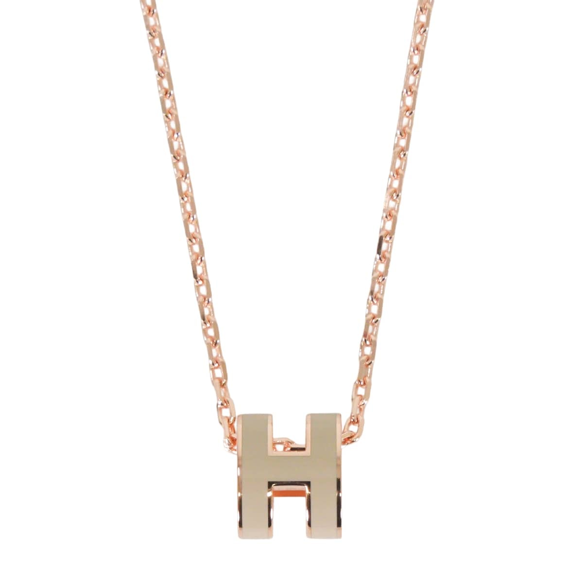 HERMES エルメス ネックレス ミニ ポップアッシュ ペンダント マロングラッセ ローズゴールドプレーテッド/ラッカー 新品